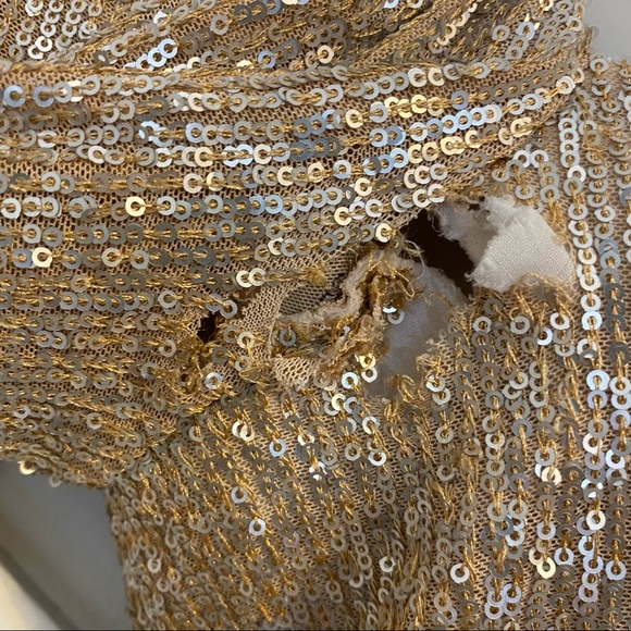 Jonathan Simkhai Sequin Ruched Tie Front Long Puff Sleeve Sweetheart Top Sz S - Picture 5 of 10